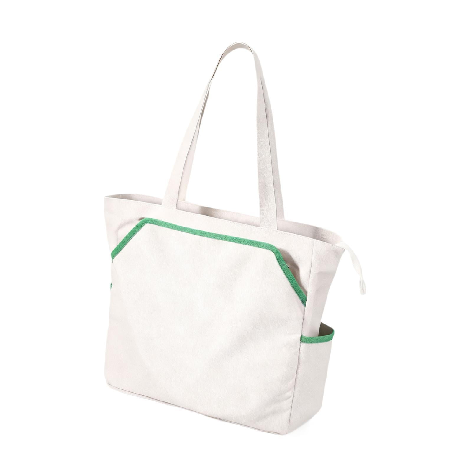 funtasica Tennis Tote Bag, Portable Gym Bag, Holds 4 Rackets, Sports Handbag Pickleball Bag for Men Women Badminton Pickleball White