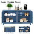 thumbnail image 5 of Atumon 4-Door Buffet Cabinet, Large Accent Cabinet, Wood Storage Cabinet with Adjustable Shelves, Heavy Duty Storage Cabinet Furniture for Kitchen Dining Room Living Room, 60"L x 15.7"W x 32"H, Blue, 5 of 10