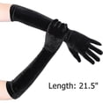 thumbnail image 4 of Guantes de terciopelo dorado de poliéster, cálidos y fríos, de 53 cm, para bodas, mitones, 4 of 5