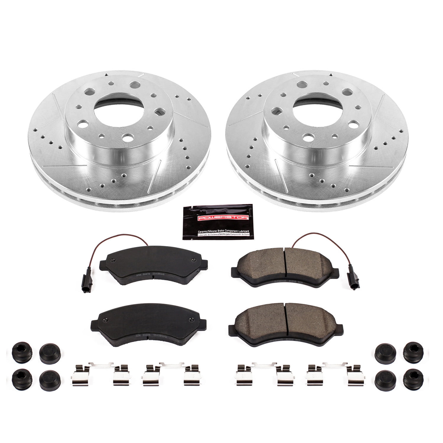 PowerStop Front Z23 Evolution Sport Carbon-Fiber Ceramic Brake Pad and Drilled & Slotted Rotor Kit Fits: Select Models K7303