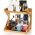 thumbnail image 1 of shiyou-2-Tier Coffee Station Organizer, Bamboo Kitchen Counter Shelf, Countertop Spice Condiment Rack Syrup Storage Holder, Tea Station Stand for Coffee Bar Accessories, Office, Home, Desktop, 1 of 4