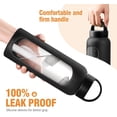 thumbnail image 3 of MUKOKO Glass Water Bottle, 32oz Sports Drinking Tumbler with Silicone Sleeve and Straw, 1 Cup 2 Lids, Black, 3 of 6