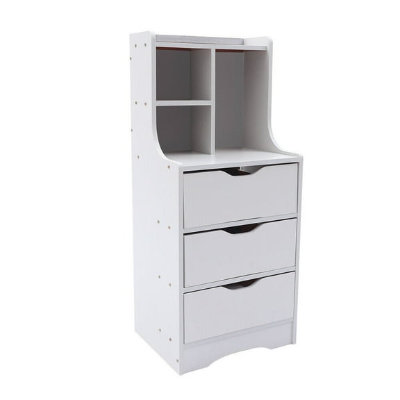 Spteo Bedside Table, Tall White Nightstand 3 Drawers Storage Cabinet Side Stand Cabinet Night Stand Tall End Table Bedside Table with Storage Shelf