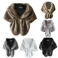 thumbnail image 4 of Women Winter Warm Outwear Clothes Faux Fur Long Shawl Coat Bridal Wedding Stole Wrap Shrug Scarf Top, 4 of 6