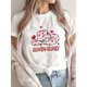 thumbnail image 1 of Camiseta informal de San Valentín para mujer con estampado de sombrero vaquero rosa y blanco, cuello redondo, manga corta, tejido de punto, largo normal - Diseño de letras "Howdy Honey" para adultos,, 1 of 6