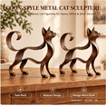 thumbnail image 2 of Maine Coon-Style Metal Cat Sculpture, Vintage Bronze Open Frame Cat Statue, Ornamental Filigree Metal Art Figurine, Rustic Farmhouse Home Office Entryway Decor, 2 of 7