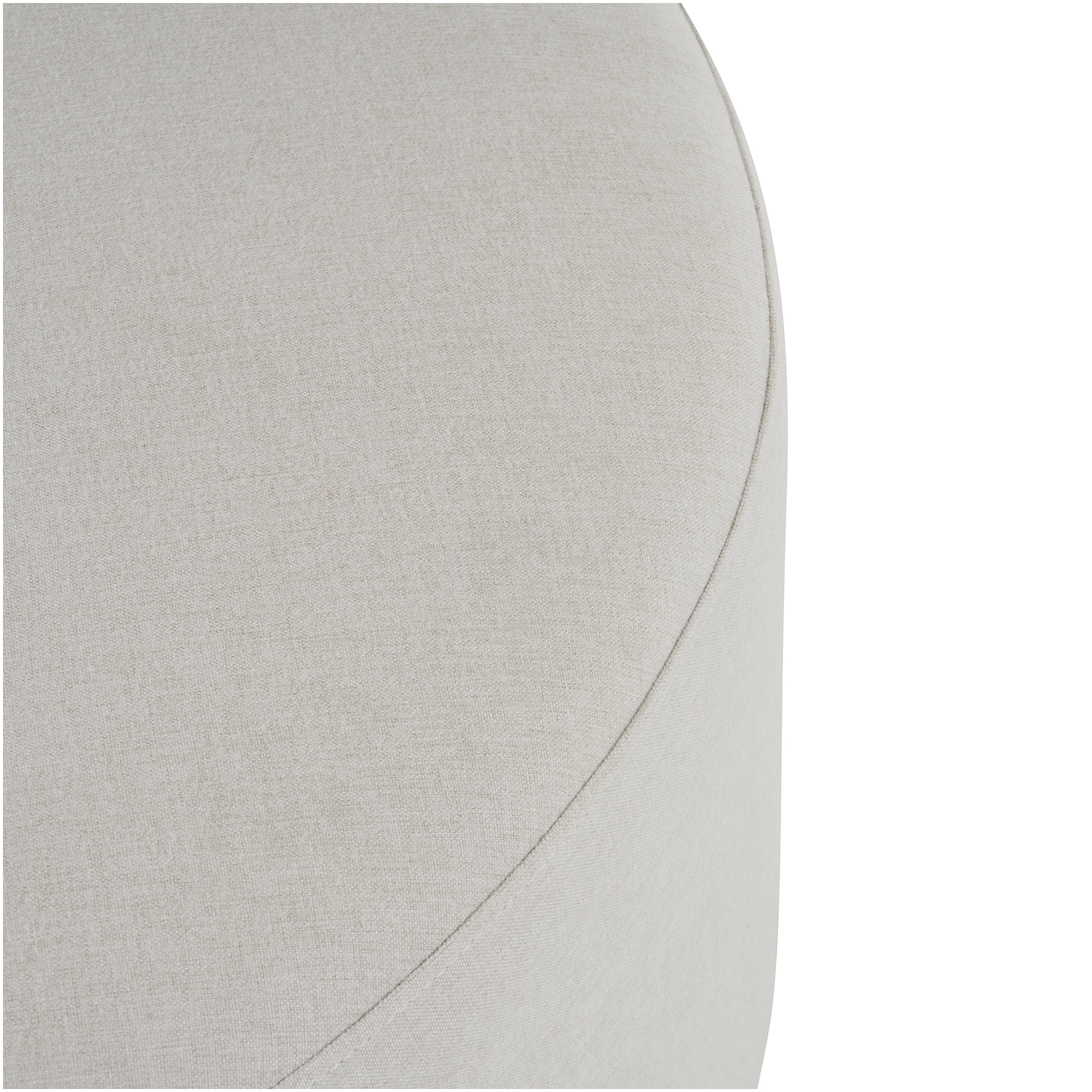 White Fabric Ottoman with Wooden Legs, Round Foot Rest Stool for Living Room, Bedroom Accent Seating