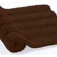 thumbnail image 3 of Zebrux Non Slip Thick Shaggy Chenille Bathroom Rugs, Bath Mats for Bathroom Extra Soft and Absorbent - Striped Bath Rugs Set for Indoor/Kitchen (20 x 32'' + 16 x 24'' , Brown), 3 of 5
