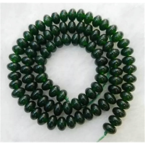 EOEMY Dark Green 4X6mm Emerald Gemstone Roundel Loose Beads 15" Strand