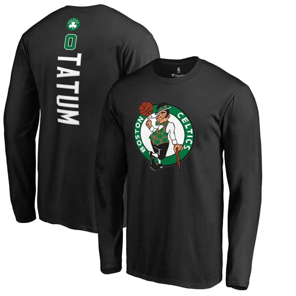 Men's Jayson Tatum Black Boston Celtics Team Backer Name & Number Long Sleeve T-Shirt