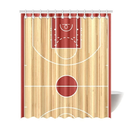 MKHERT Basketball Court Floor Plan Polyester Fabric Bathroom Shower Curtain 66x72