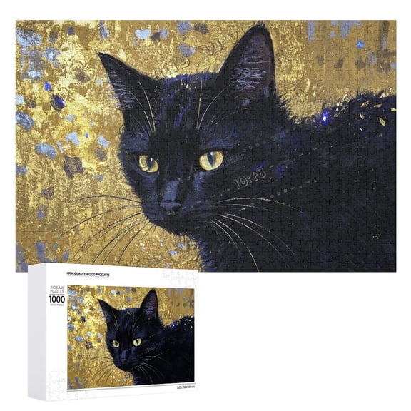 1000 Piece Wooden Puzzle for Cat Lovers – Black Cat Jigsaw Puzzle for Adults – Relaxing and Fun Puzzle for Mental Health and Stress Relief