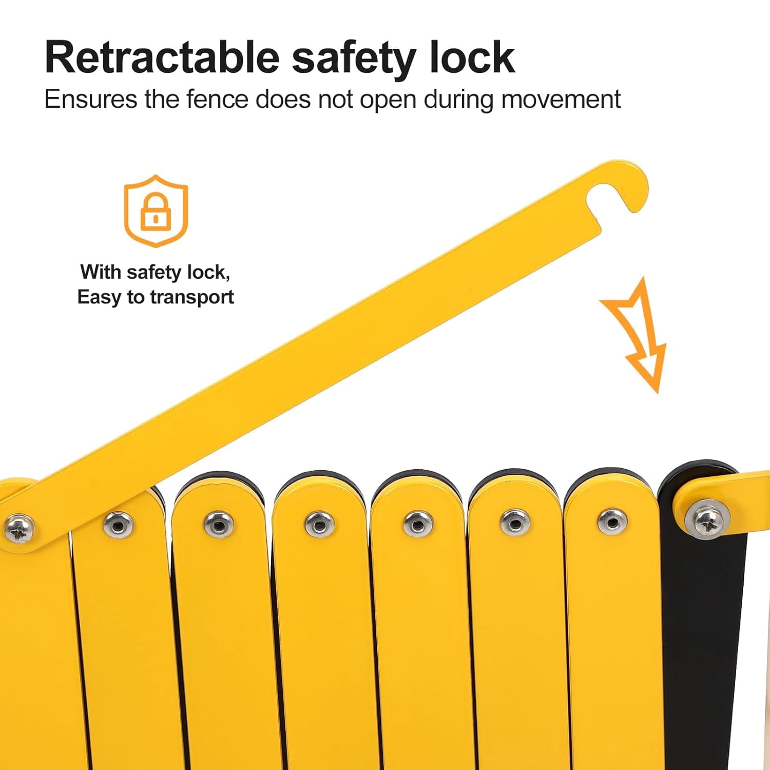 Metal Expandable Barricade, 11FT Folding Security Gate, Retractable Driveway Gate, Folding Safety Barricade, Yellow and Black