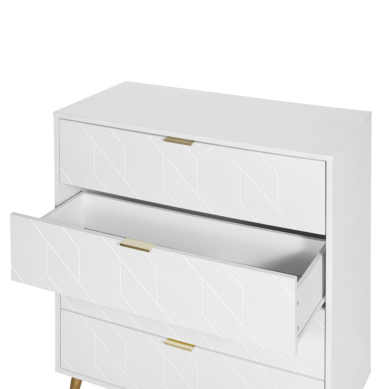Kadyn 4 Drawer Cabinet, Storage Cabinet with Metal Legs, Particle Board Drawer Dresser for Home, White Kadyn 4 Drawer Cabinet, Storage Cabinet with Metal Legs, Particle Board Drawer Dresser for Home, White