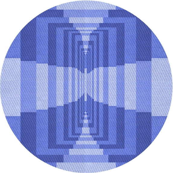 Ahgly Company Indoor Round Patterned Ocean Blue Area Rugs, 3' Round