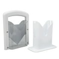 thumbnail image 3 of Cortador de bagels de plástico blanco, máquina rebanadora de pan manual con protector de seguridad y mango de fácil agarre para rebanar pan., 3 of 14