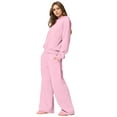 thumbnail image 6 of Bow Hoodie Set for Women Bow Sweatpants Set for Women Women's 2 Piece Outfits Bow Trim Print Hoodie Sweatsuit Sets Oversized Sweatshirt Wide Leg Sweatpants With Pockets, Pink-M, 6 of 6