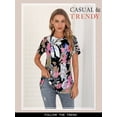 thumbnail image 4 of Nlife Women Floral Print Top Short Sleeve Tunic Boho Blouse Casual Summer Shirts, 4 of 9