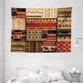 thumbnail image 1 of African Tapestry, Patchwork Style Asian Pattern with Elephants and Cultural Ancient Motifs Print, Wall Hanging for Bedroom Living Room Dorm Decor, 80W X 60L Inches, Red Green Black, by Ambesonne, 1 of 2