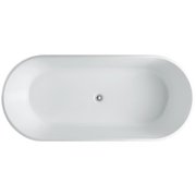 Kube Ovale 59'' Free Standing White Bathtub Brass Pop-Up Drain Included