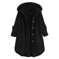thumbnail image 2 of Baqcunre Women's Ladies Solid Long Sleeve Plus-Size Button-Hooded Plush Coat Women Clothing Fleece Jacket Women Winter Jackets for Women Coats for Women Black 6Xl, 2 of 5