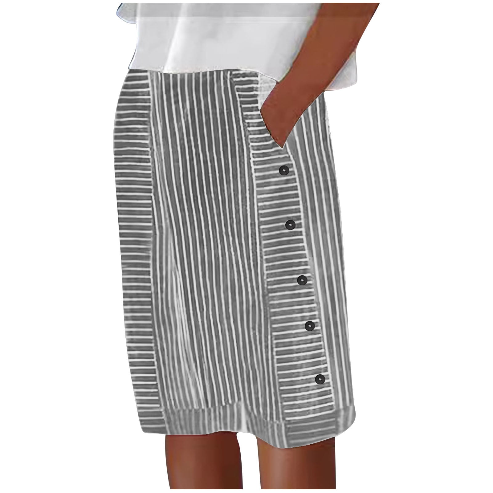 Meichang Bermuda en Coton pour Femmes, Shorts Extensibles et