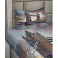 thumbnail image 2 of Ambesonne London Fitted & Top Sheet Set with Sham, Historical Tower Bridge, Multicolor, 2 of 4