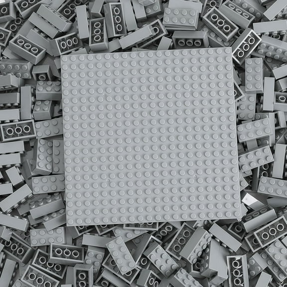 500 Piece Classic Building Bricks and 1 Gray Baseplate, 2x4 Bricks Bulk Creative Building Toys, Blocks Bulk for Kids Ages 6 , Light Gray(Samll Bricks, 1.25x0.62x0.47 in)