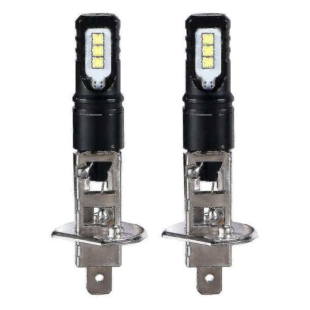 2 bombillas LED H1 6000k superbrillantes blancas de 6000 lm para faros delanteros con luz diurna (DRL) y luces altas.