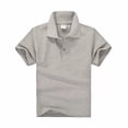 thumbnail image 2 of Girls Polo Uniform Shirt Summer Slim Fit Short Sleeve Comfy Collared Shirts for Girls Back to School Outfit,Gray 130, 2 of 4