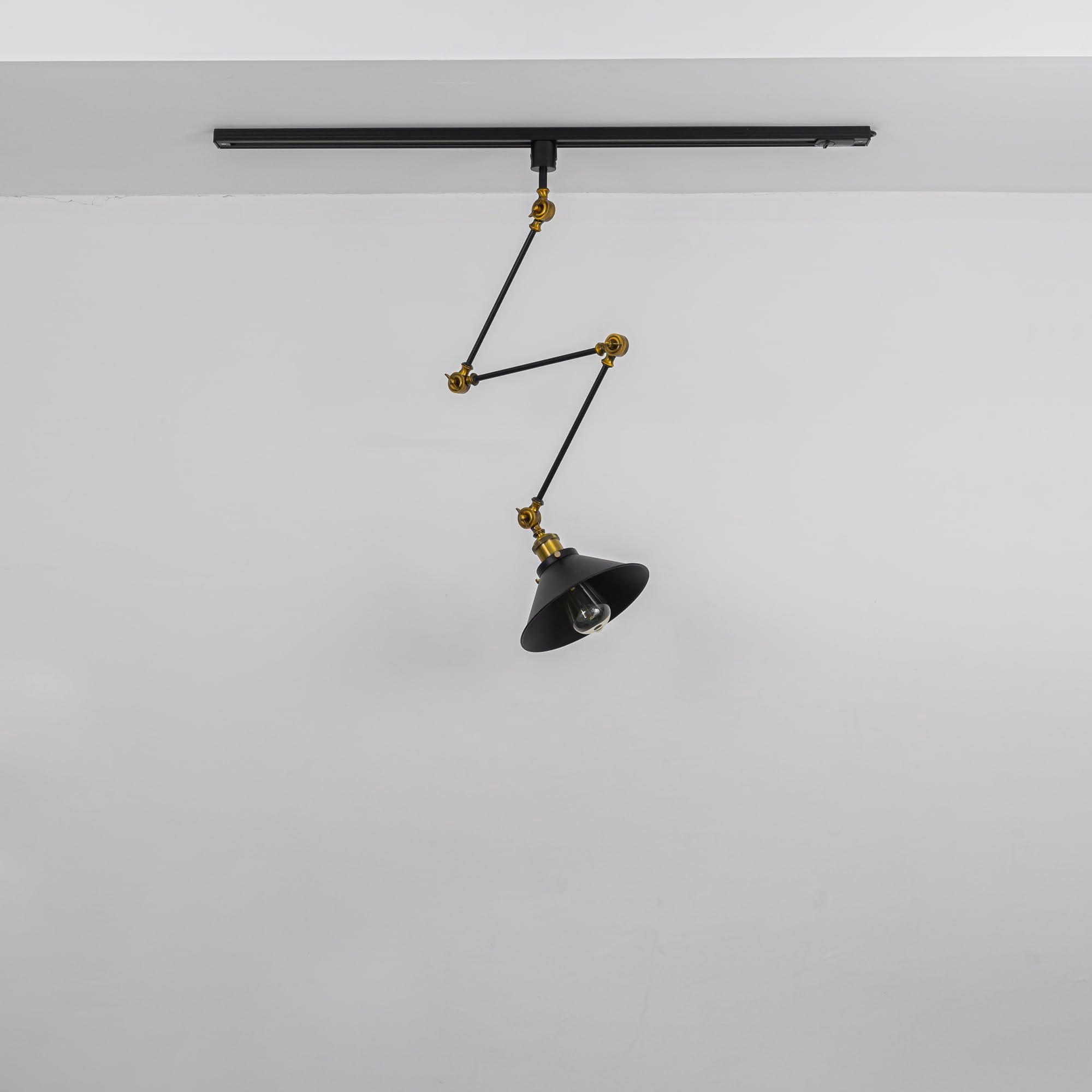 KAYYELAMP 48.8 inches Height Track Lamp with Black Metal Shade E26 Base Adjusted Angle H-Type Track Lighting Vintage Design for Background Store Kitchen(No Bulb, Track)