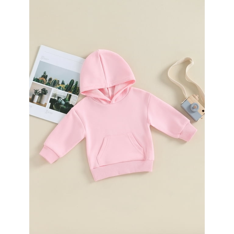 Suanret Toddler Baby Boys Girls Hoodies Kids Clothes Long Sleeve Hooded Sweatshirts Spring Fall Pullovers Tops Pink 12 18 Months