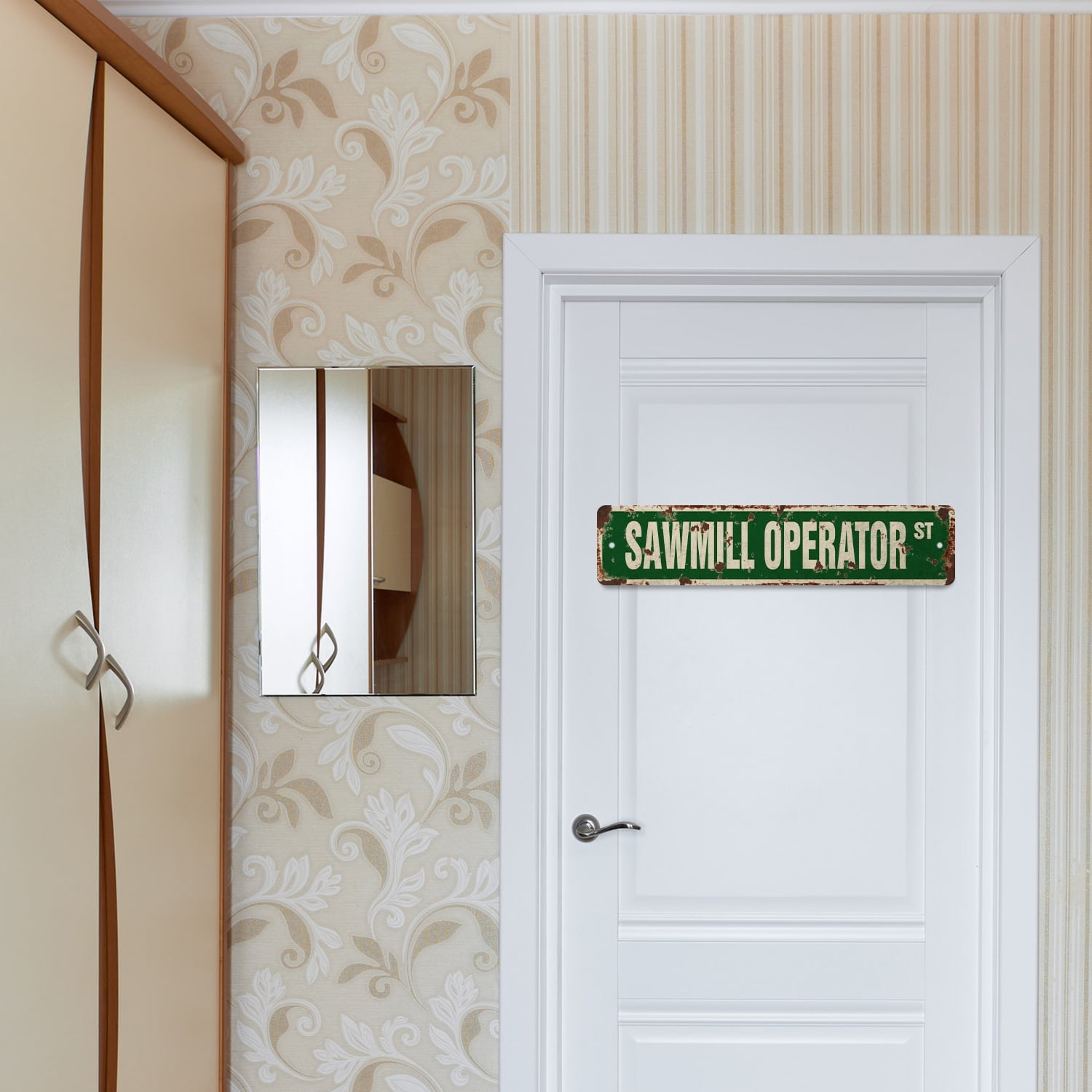 SAWMILL OPERATOR Vintage Style Rustic Street Sign – Lumber Yard Logs Wood Tree Retro Decorative Wall Sign for Home, Bar, Garage, or Outdoor Use | 6" X 24" Aluminum Metal Road Sign