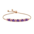 thumbnail image 2 of ANGARA Natural 3 ct Amethyst and Pink Tourmaline Bolo Bracelet in 14K Rose Gold for Women (Size-5mm) | February Birthstone, Birthday, Anniversary, Jewelry Gift for Women | Natural Amethyst Bracelet, 2 of 7