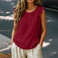 thumbnail image 4 of Admvng Womens Tank Tops Plus Size Casual Solid Ruffle Cap Sleeve Round Neck Shirts, 4 of 6