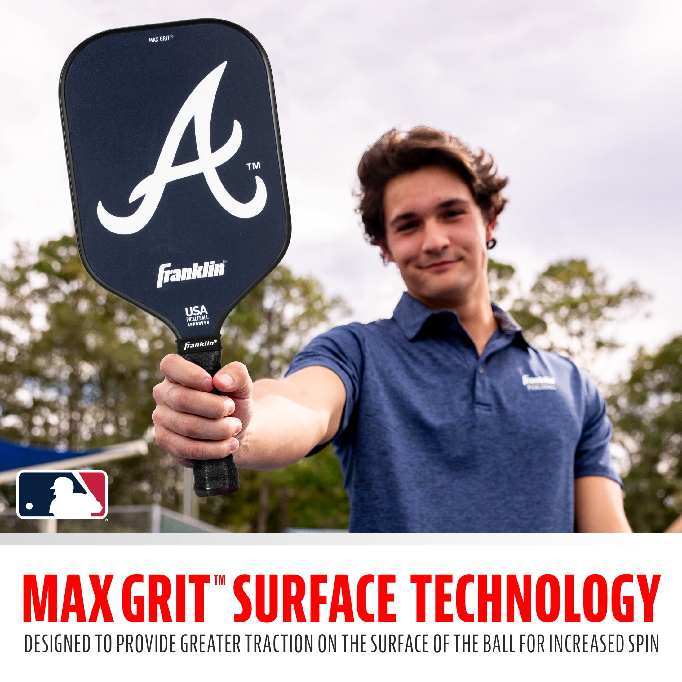 Franklin Sports MLB Atlanta Braves Pickleball Paddle - Official MLB Team Pickleball Paddles - USAP (USAPA) Approved Premium Quality Pickleball Paddles - Authentic Team Logos + Colors
