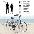 thumbnail image 5 of 26 Inch Beach Cruiser Bike, Steel Frame Single Speed Bicycles with Wide Wheels and Rear Coaster Brakes, Comfy Cruiser Bike for Men Women, Black, 5 of 6