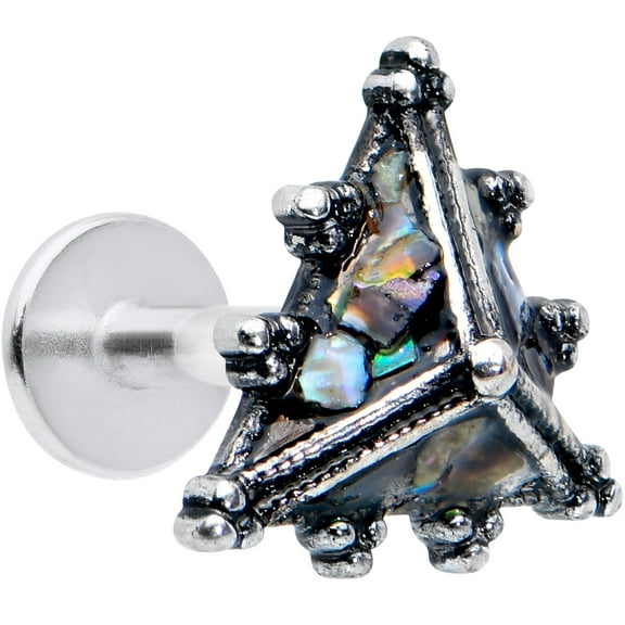 Body Candy Womens 16G Stainless Steel Textured Pyramid Labret Monroe Lip Ring Tragus Cartilage Stud 5/16"