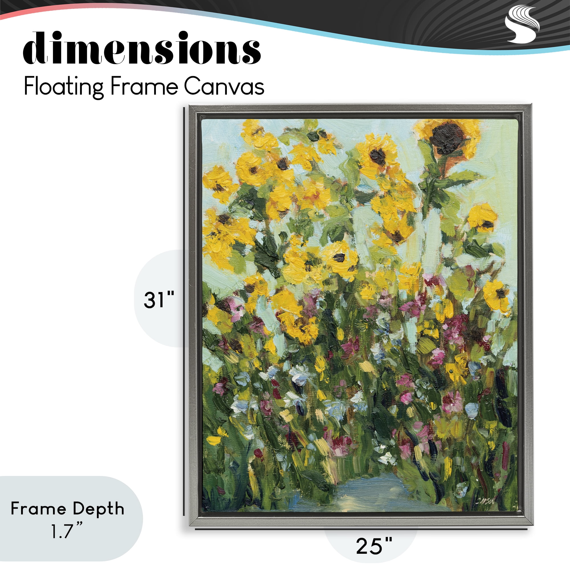 Stupell Industries Sunlit Sunflowers in Garden Gray Framed Floater Canvas Wall Art, design by Carson Overstreet