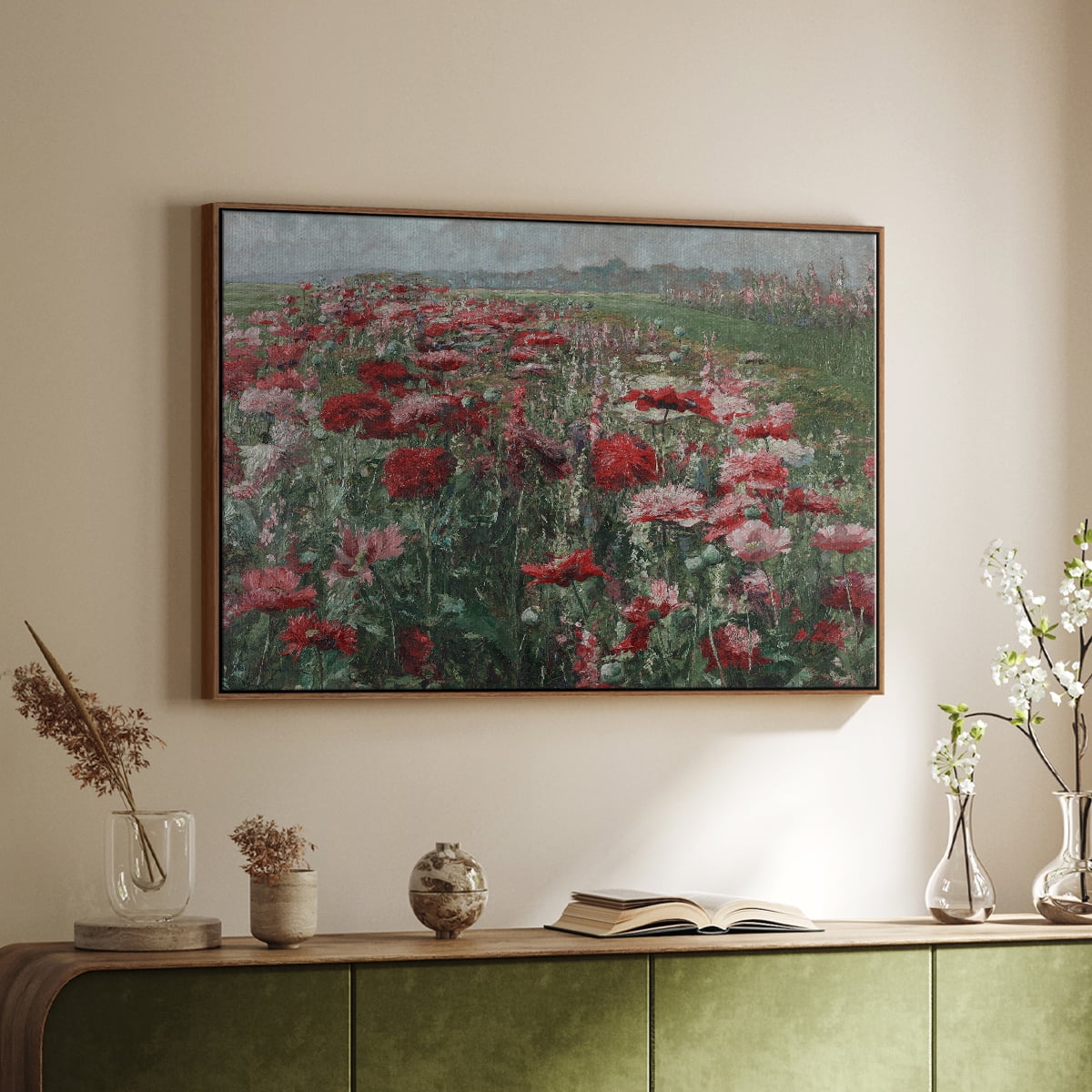 Vintage Botanical Print-XC By Wexford Home Framed in Walnut Wood Gallery Wrapped Canvas 27 in. x 41 in.
