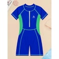 thumbnail image 3 of iixpin Unisex Boys Girls Short Sleeve Zip Up One Piece Boyleg Wetsuits Athletic Swimsuits Royal Blue 5-6, 3 of 5