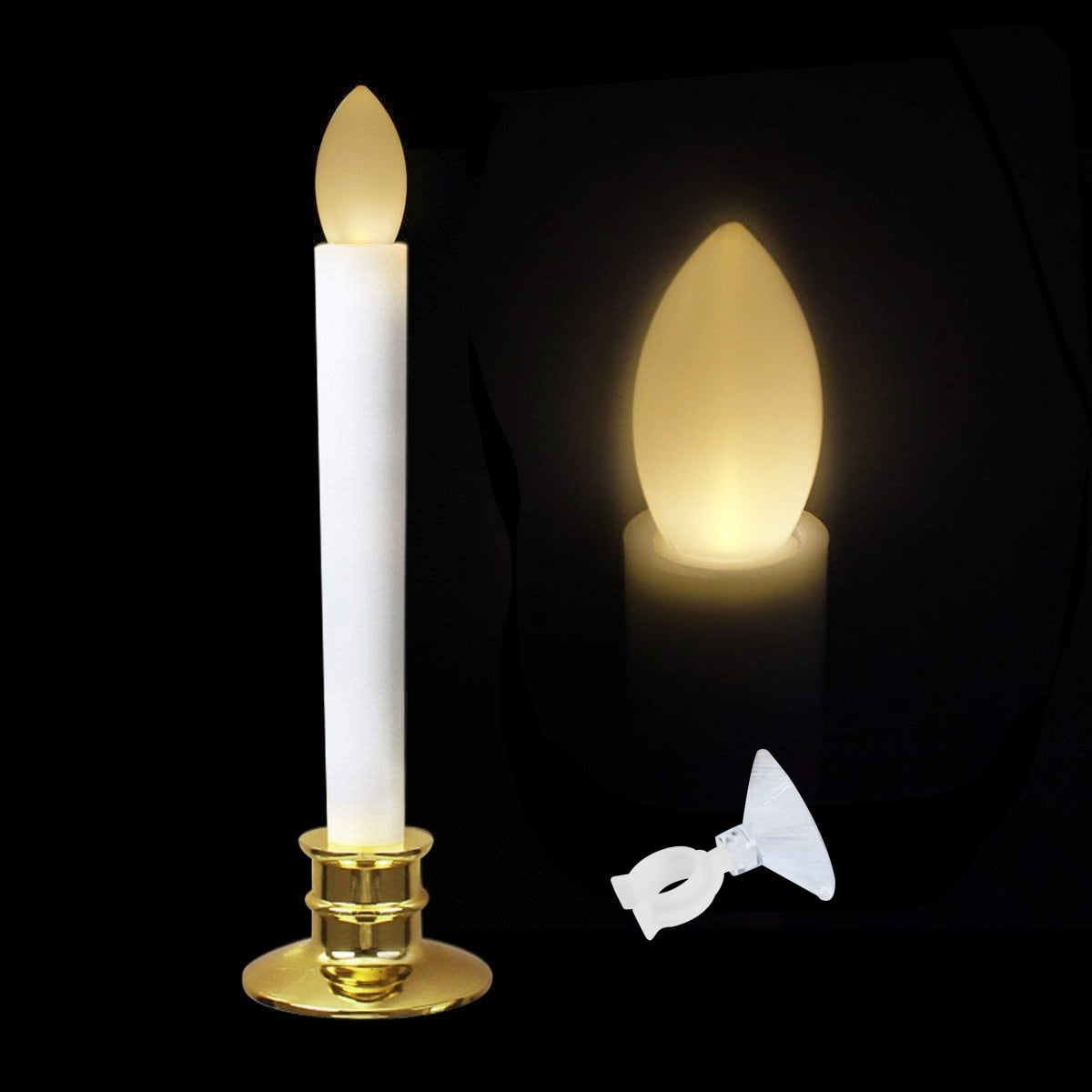 12 PCS LED Window Candles with Remote Timer Battery Operated Flameless Taper Christmas Candles Light with Gold Base Flickering
