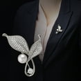 thumbnail image 2 of Zhuge Women pearl Crystal Big Safety Pin Jewelry Brooch Knit Scarf Lapel or Collar Brooch Pin （silvery）, 2 of 2