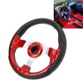 thumbnail image 1 of 13in Car Steering Wheel PU Stylish Look Impact Proof Enhanced Grip Racing Sports Luxury Steering Wheel, 1 of 7