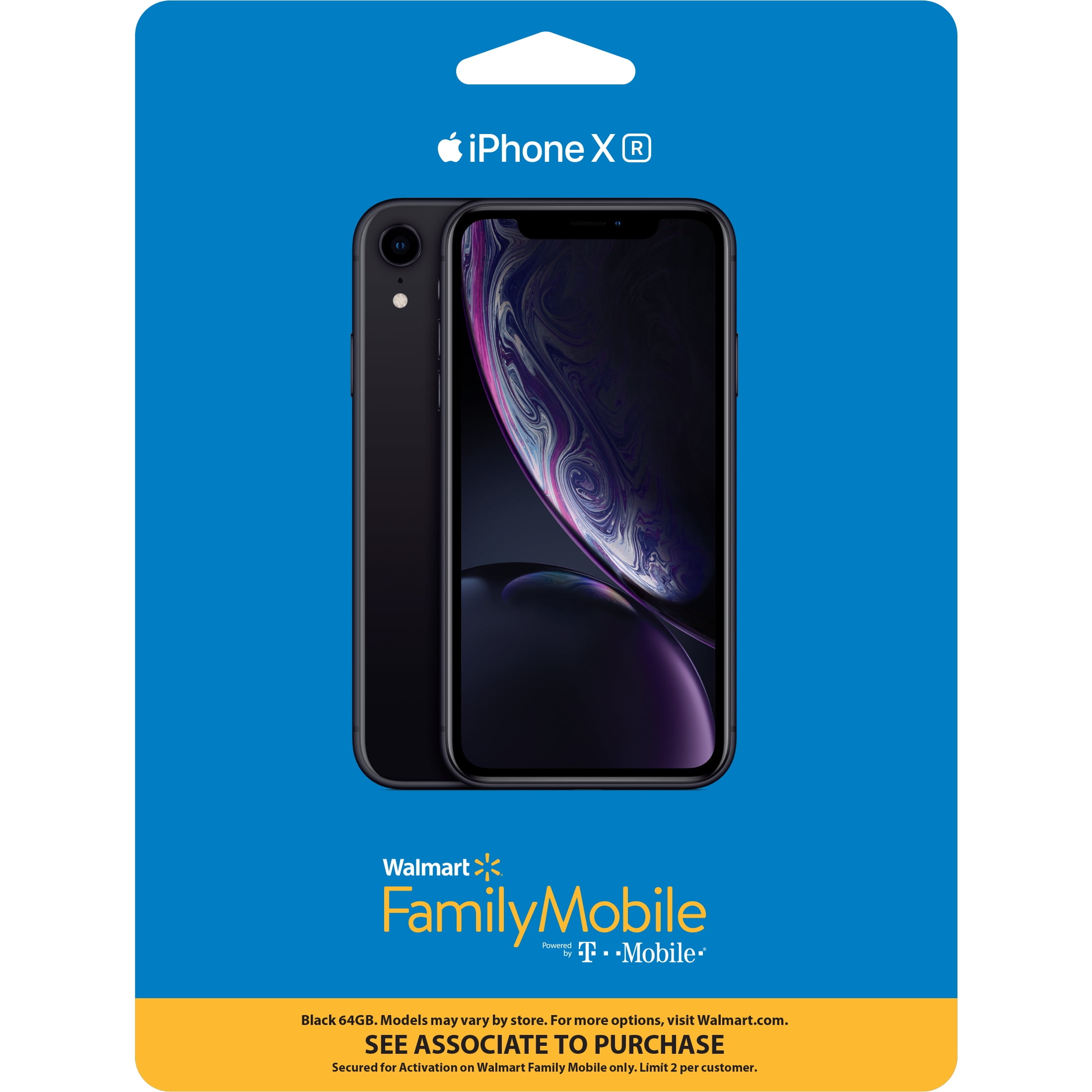 Walmart Family Mobile Apple iPhone XR, 64GB, Black- Prepaid Smartphone  [Locked to Walmart Family Mobile]