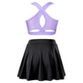 thumbnail image 2 of Venjoe Kids Girls 2pcs Tennis Golf Sports Outfit U Neck Tank Top with Pleated Skort Skirt Set Gym Lavender&Black 12, 2 of 7