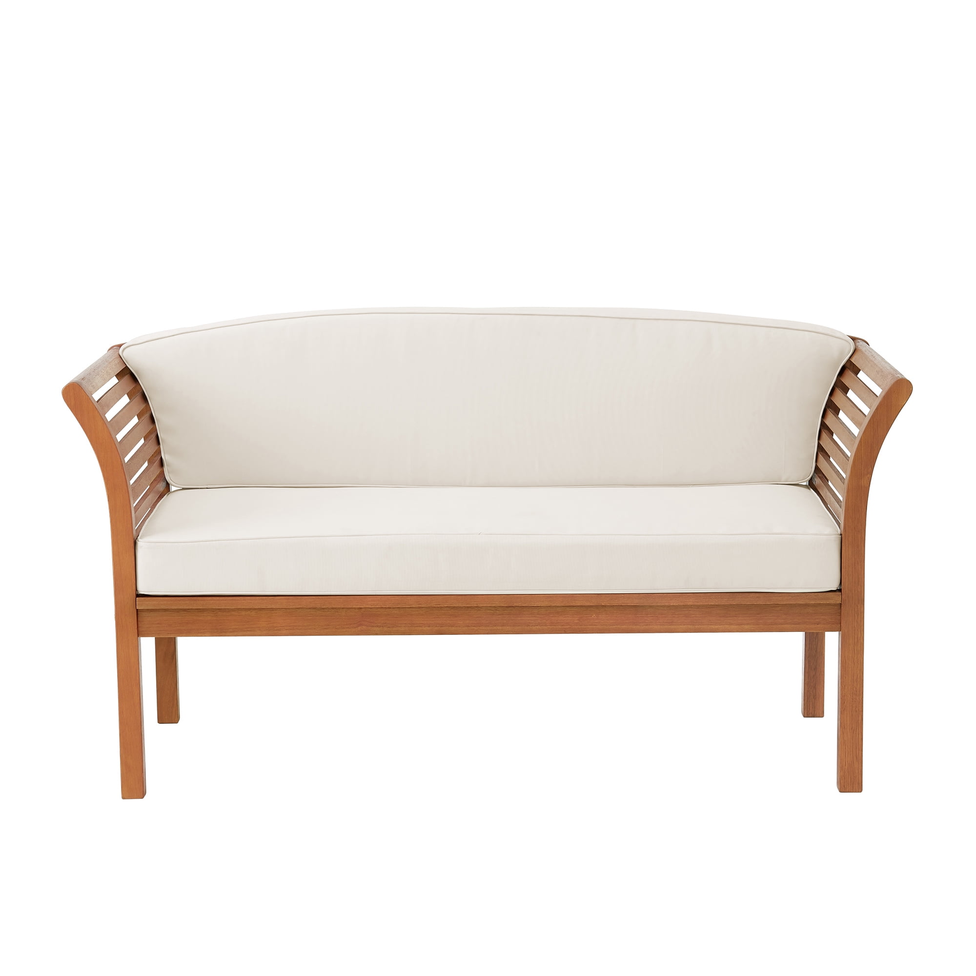 Alaterre Furniture Stamford Eucalyptus Wood Outdoor Bench and Coffee Table, Natural