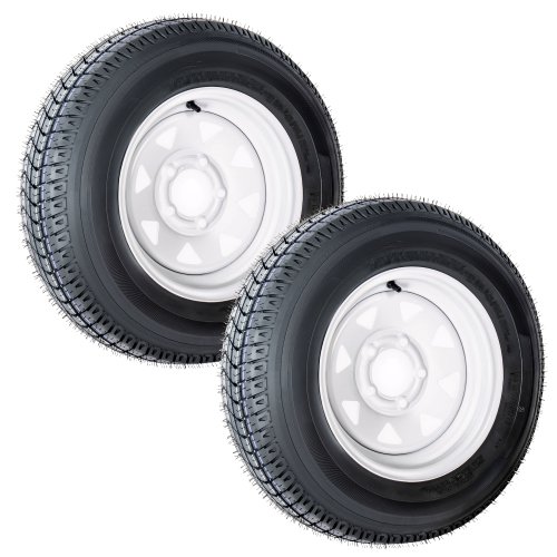 Conjunto de 2 neumáticos ST175/80D13 para remolque y montaje de ruedas, 6 capas para uso pesado, llanta de 13", 5 lug en PCD de 4,5"