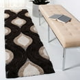 thumbnail image 3 of SAFAVIEH Florida Declan Geometric Shag Area Rug, Dark Brown/Ivory, 6'7" x 6'7" Round, 3 of 8