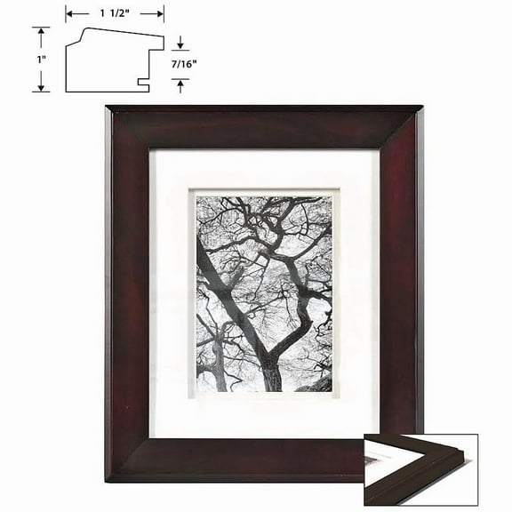 CHELSEA Dbl-Matted Chestnut Wood frame 8x10 5x7 from ARTCARE by Nielsen - 5x7